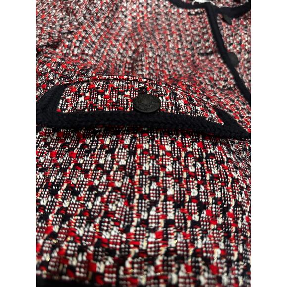 Veronica Beard Ceres Metallic Cotton Blend Tweed Jacket Red Blaze/Navy Multi 16 - Picture 7 of 11